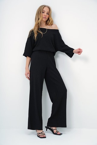 Blusa e pantaloni palazzo - Nero