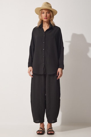Camicia e pantaloni in lino - Nero