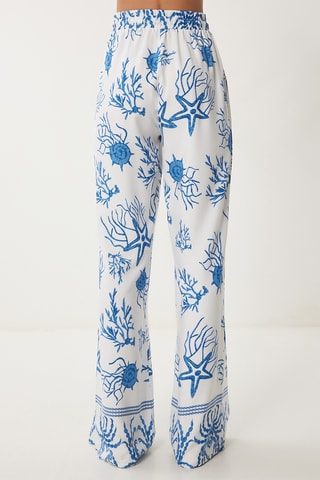 Pantaloni a vita alta e blusa - Celeste e bianco