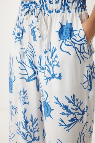 Pantaloni a vita alta e blusa - Celeste e bianco