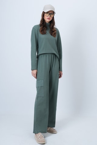 Maglia e pantaloni cargo a vita alta - Verde oliva