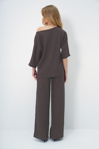 Top e pantaloni palazzo a vita alta - Marrone