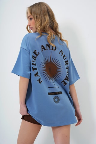 T-shirt oversize - Azul-claro