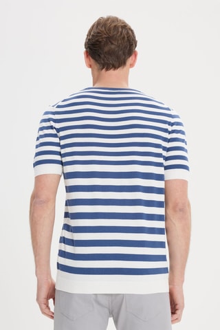 T-shirt slim - Azul-marinho e branco
