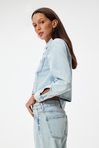 Giacca corta in jeans - Celeste