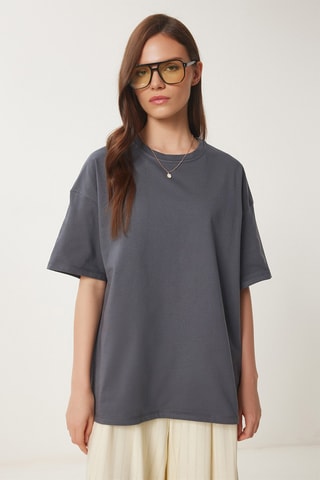 T-shirt oversize - Grigio scuro