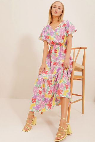 Robe longue - Mauve et jaune