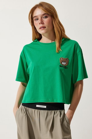 T-shirt cropped - Verde-escuro