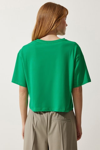 T-shirt cropped - Verde-escuro