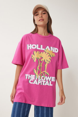 T-shirt oversize - Fúcsia