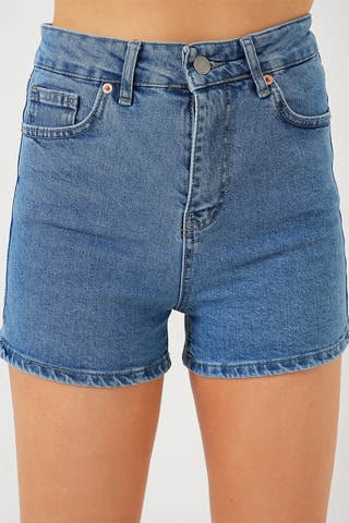 Shorts in jeans a vita alta - Blu