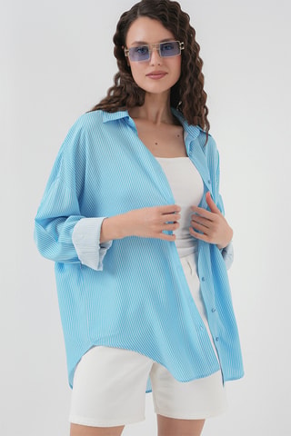 Camicia oversize - Celeste