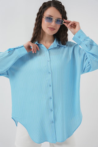 Camicia oversize - Celeste