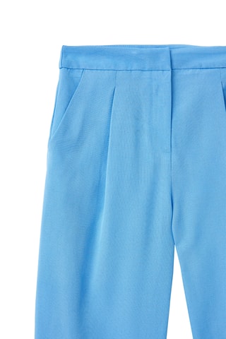 Calças corte cenoura 7/8 de cintura subida - Azul-celeste