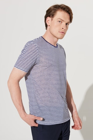 T-shirt slim - Branco e violeta