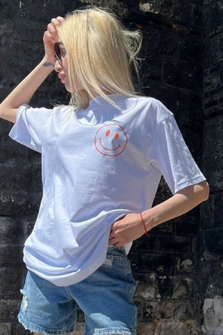 T-shirt oversize Smiley - Branco