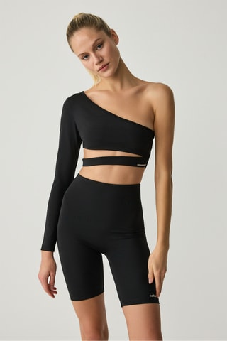 Crop top asimmetrico - Nero
