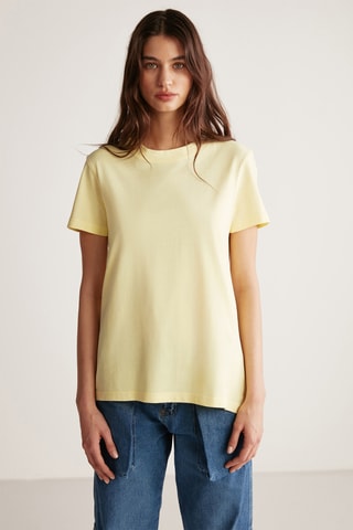 T-shirt em algodão biológico - Amarelo
