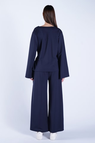 Giacca a portafoglio e pantaloni a vita alta - Navy
