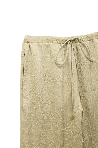 Calças wide legs - Caqui-claro