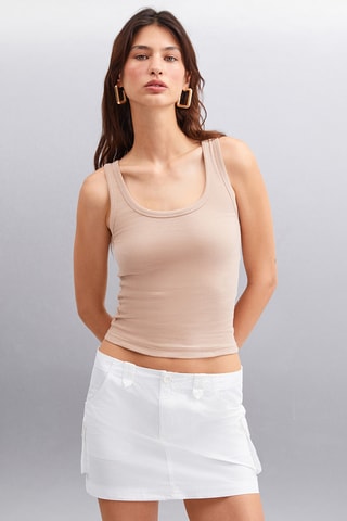 Camisola de alças em algodão biológico - Bege