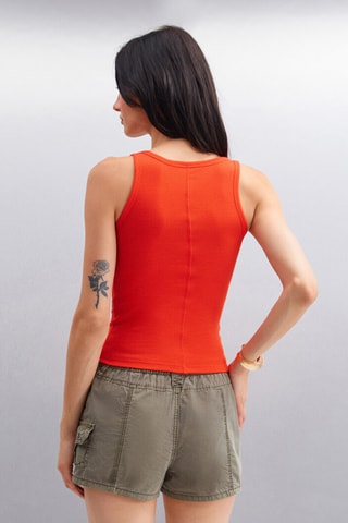 Camisola de alças em algodão biológico - Vermelho
