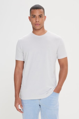 T-shirt slim - Cinzento e branco