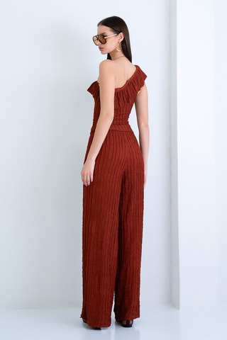 Top asimmetrico e pantaloni  - Rosso mattone