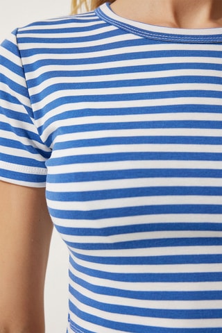 Crop top - Azul-cobalto e branco
