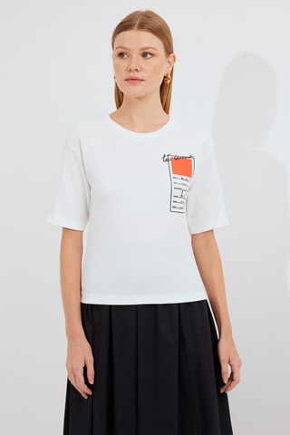 T-shirt - Laranja e branco