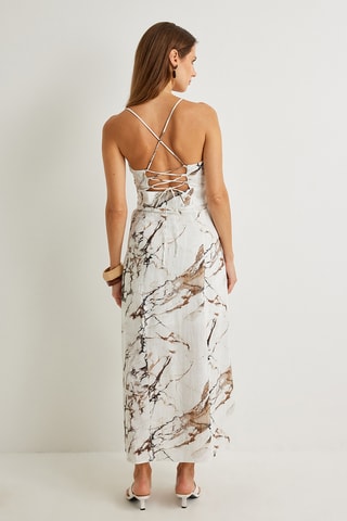 Abito midi tie and dye - Marrone e bianco