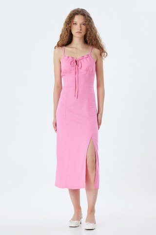 Robe droite en lin - Rose