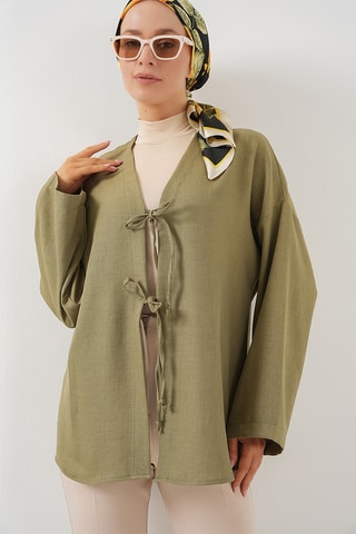 Kimono in lino - Kaki
