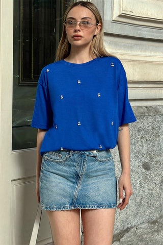 T-shirt oversize - Azul-real