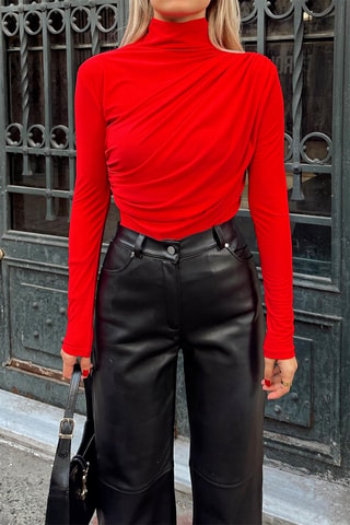Top drapeado - Vermelho