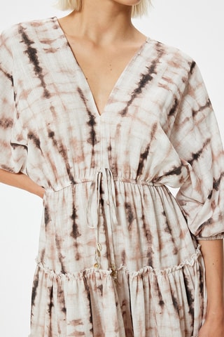 Abito con volant tie and dye - Marrone