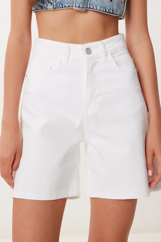 Shorts a vita alta - Ecrù