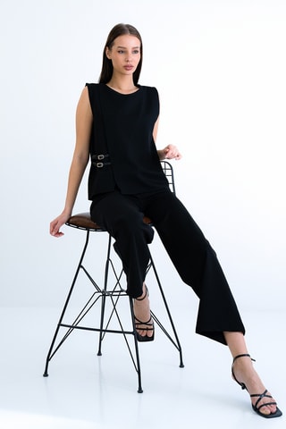 Top e pantaloni palazzo - Nero