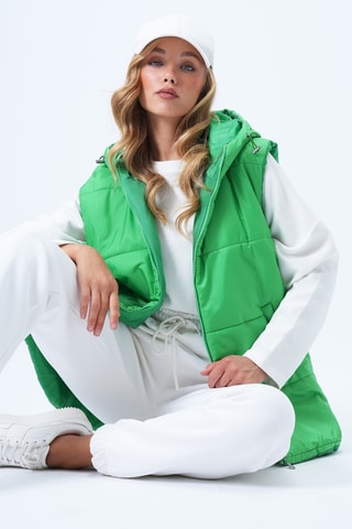 Piumino senza maniche con cappuccio - Verde chiaro