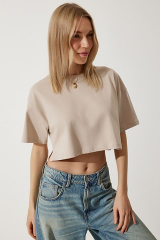 T-shirt cropped - Bege