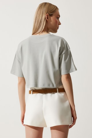T-shirt cropped - Cinzento-claro