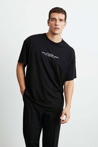 T-shirt oversize em algodão biológico - Preto