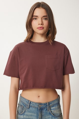 T-shirt cropped - Marrone