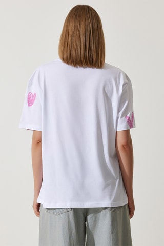 T-shirt oversize - Branco e rosa