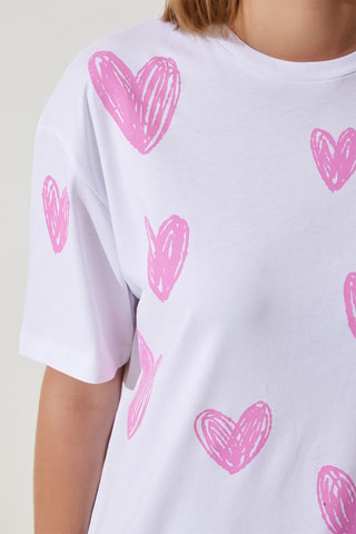 T-shirt oversize - Branco e rosa