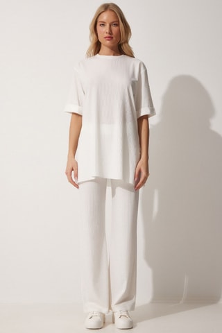 T-shirt e pantaloni a vita alta - Bianco
