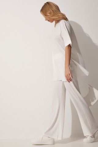 T-shirt e pantaloni a vita alta - Bianco