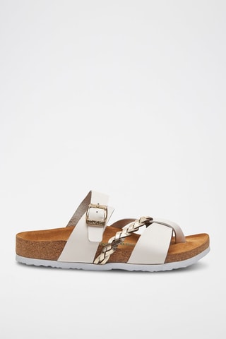 Sandalias de piel Campell - Blanco y dorado
