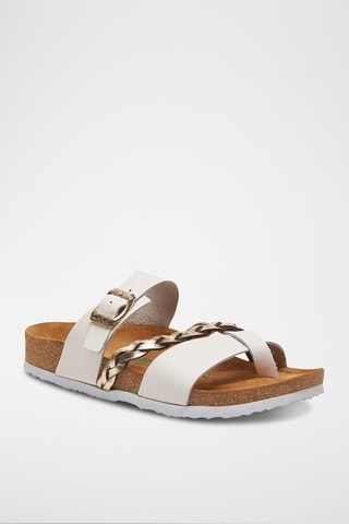 Sandalias de piel Campell - Blanco y dorado