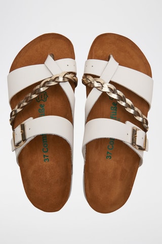 Sandalias de piel Campell - Blanco y dorado